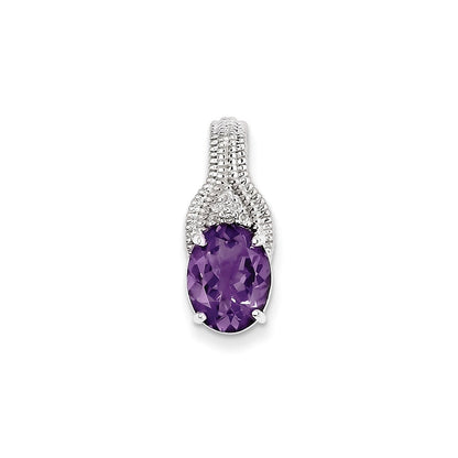 Sterling Silver Amethyst and Diamond Pendant