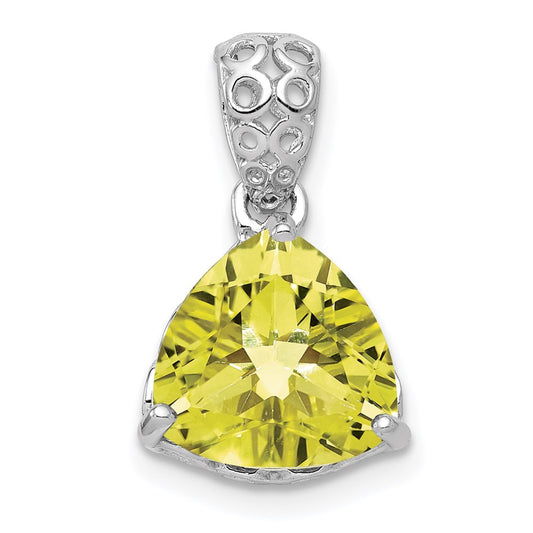 Sterling Silver Rhodium-plated Lemon Quartz Pendant