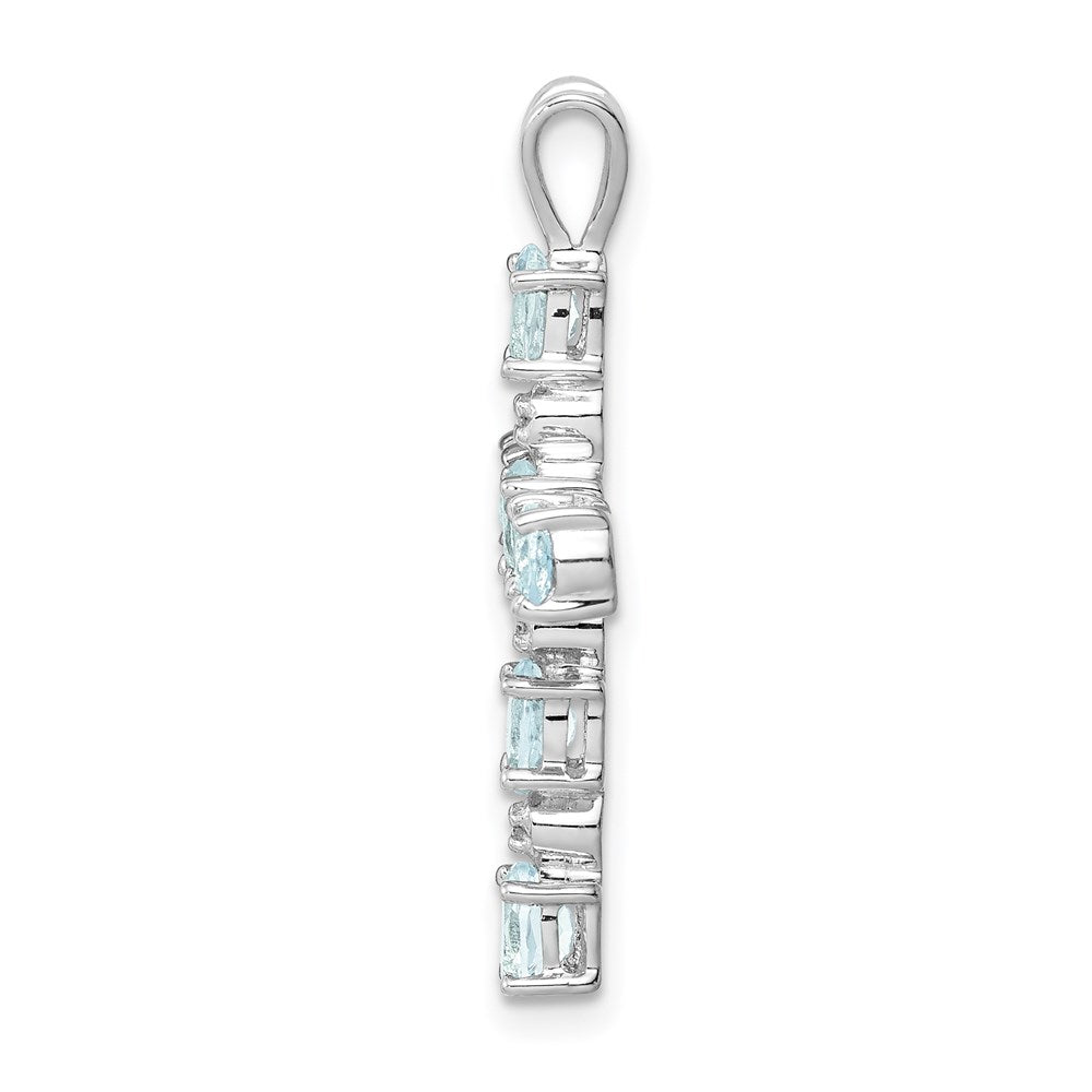 Sterling Silver Rhodium Plated Diamond u0026 Aquamarine Cross Pendant