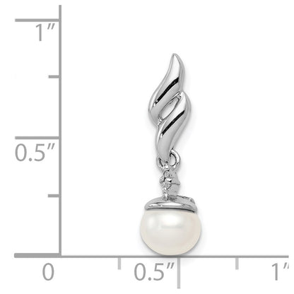 Sterling Silver Rhodium Plated Diamond u0026 FW Cultured Pearl Pendant