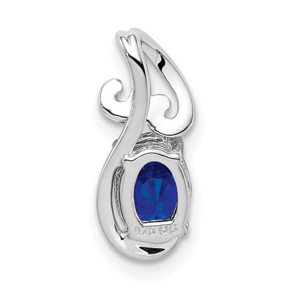 Sterling Silver Rhodium Plated Diamond u0026 Sapphire Oval Pendant