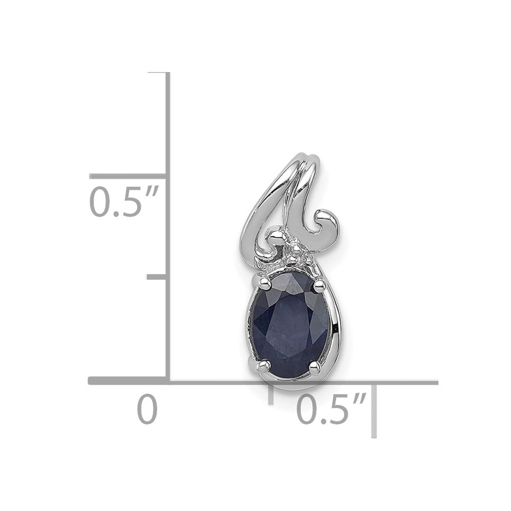 Sterling Silver Rhodium Plated Diamond u0026 Sapphire Oval Pendant