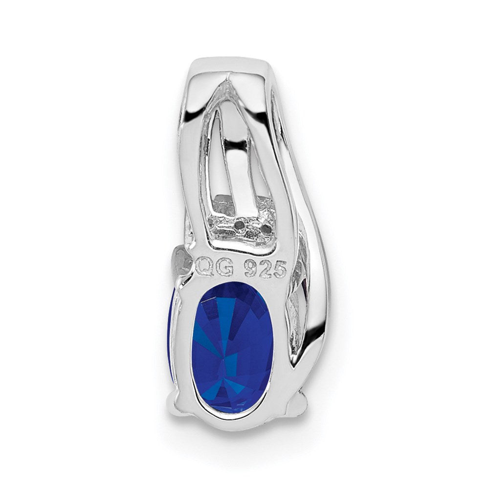 Sterling Silver Rhodium Plated Diamond u0026 Sapphire Oval Pendant