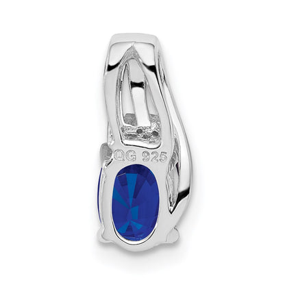 Sterling Silver Rhodium Plated Diamond u0026 Sapphire Oval Pendant