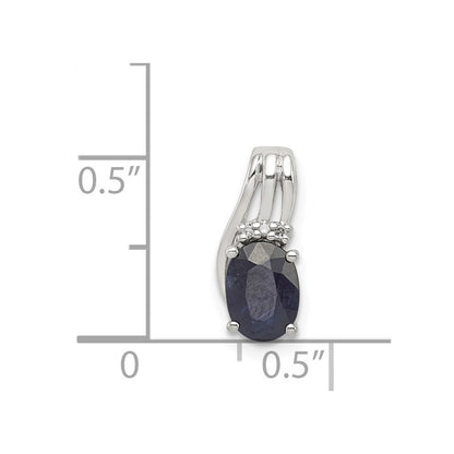 Sterling Silver Rhodium Plated Diamond u0026 Sapphire Oval Pendant