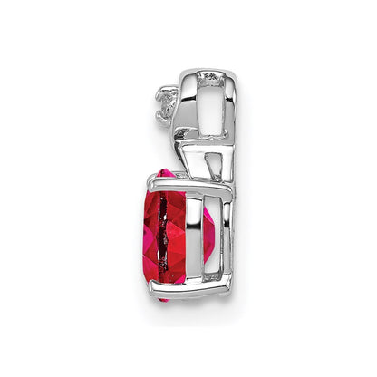 Sterling Silver Rhodium Plated Diamond u0026 Ruby Oval Pendant