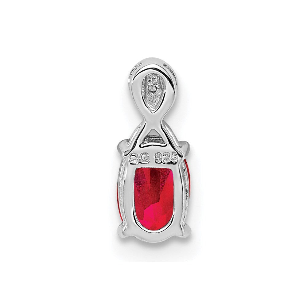 Sterling Silver Rhodium Plated Diamond u0026 Ruby Oval Pendant