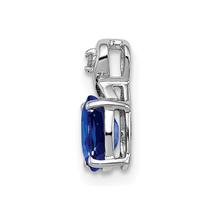 Sterling Silver Rhodium Plated Diamond u0026 Sapphire Oval Pendant