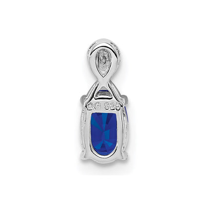 Sterling Silver Rhodium Plated Diamond u0026 Sapphire Oval Pendant