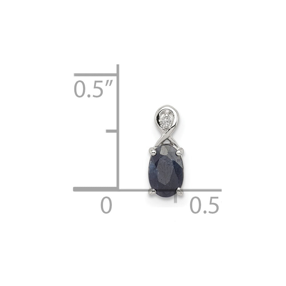 Sterling Silver Rhodium Plated Diamond u0026 Sapphire Oval Pendant