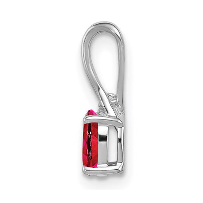 Sterling Silver Rhodium Plated Diamond u0026 Ruby Oval Pendant