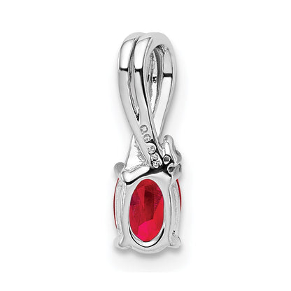 Sterling Silver Rhodium Plated Diamond u0026 Ruby Oval Pendant