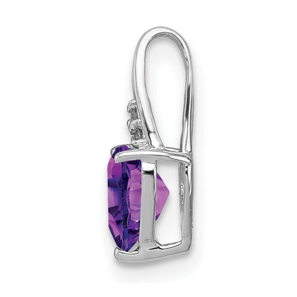 Sterling Silver Rhodium Plated Diamond u0026 Amethyst Heart Pendant