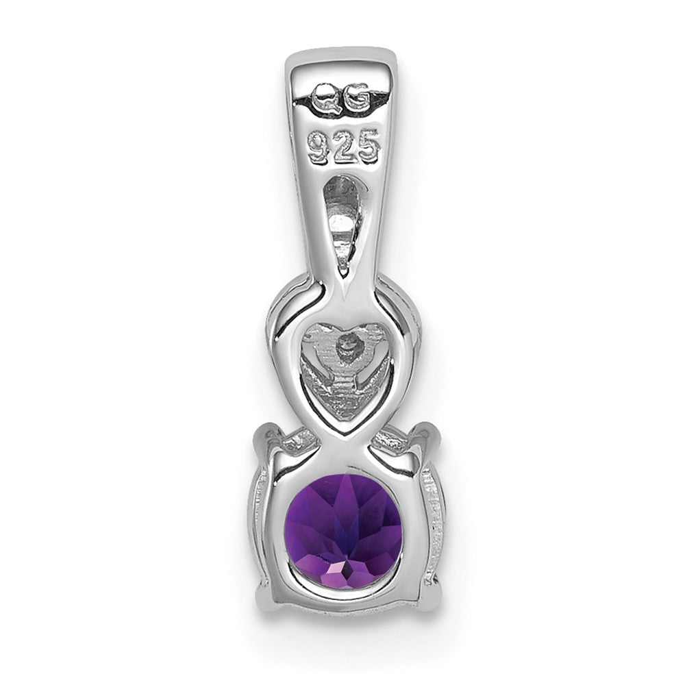 Sterling Silver Rhodium Plated Diamond u0026 Amethyst Round Pendant