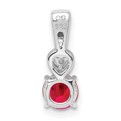 Sterling Silver Rhodium Plated Diamond u0026 Ruby Round Pendant