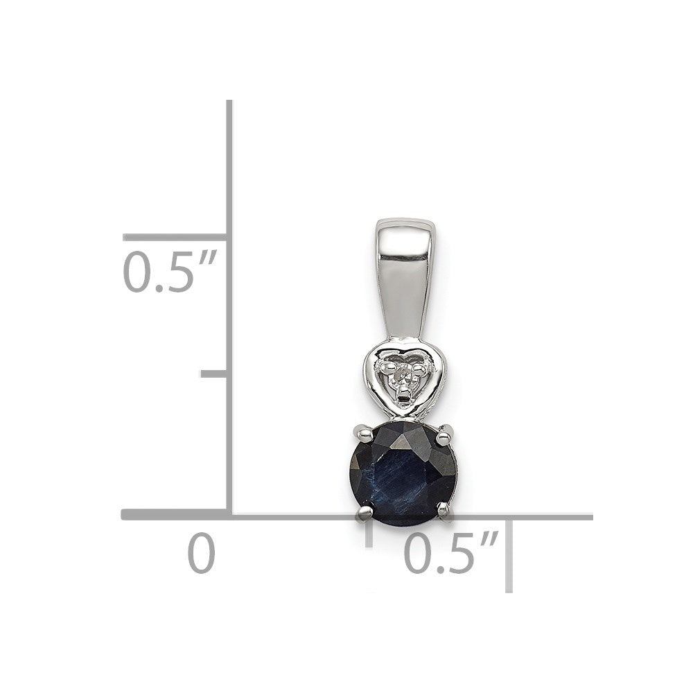 Sterling Silver Rhodium Plated Diamond u0026 Sapphire Round Pendant