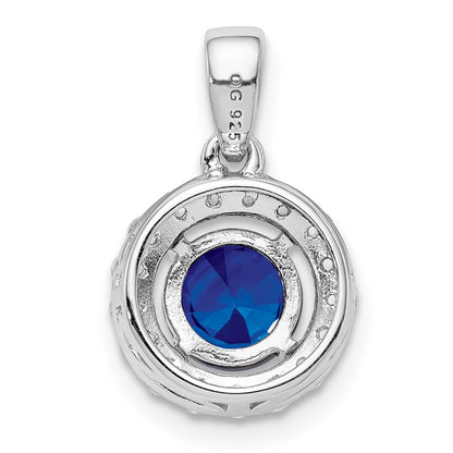 Sterling Silver Rhodium Plated White Topaz u0026 Sapphire Pendant