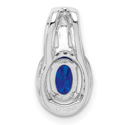 Sterling Silver Rhodium Plated Diamond u0026 Sapphire Oval Pendant