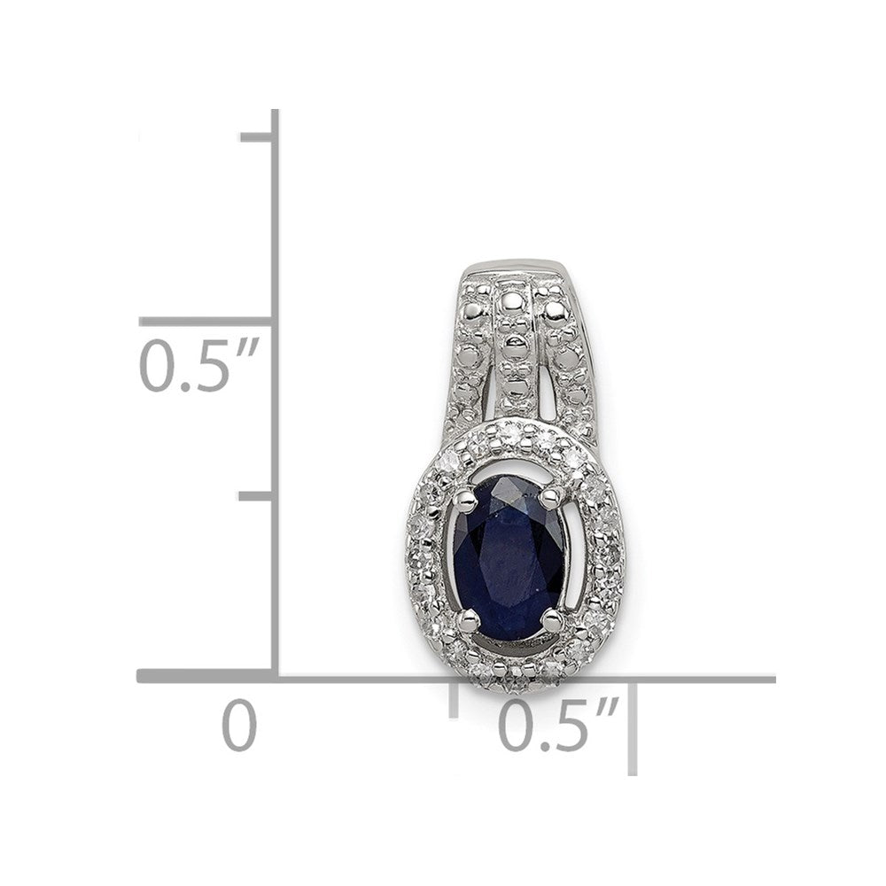 Sterling Silver Rhodium Plated Diamond u0026 Sapphire Oval Pendant