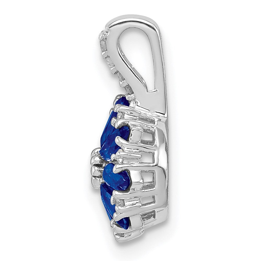 Sterling Silver Rhodium Plated Diamond u0026 Sapphire Pendant