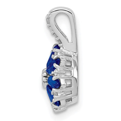 Sterling Silver Rhodium Plated Diamond u0026 Sapphire Pendant