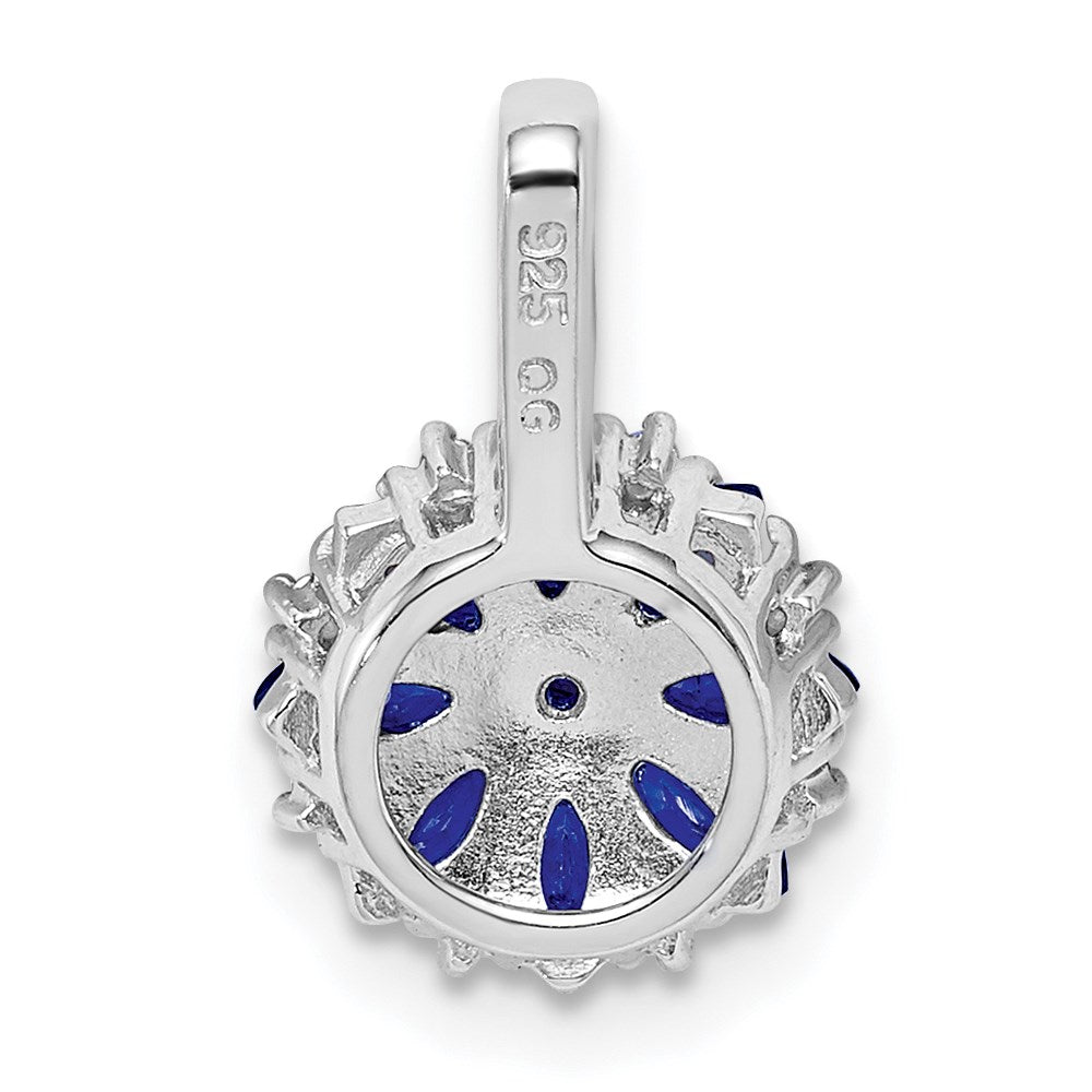 Sterling Silver Rhodium Plated Diamond u0026 Sapphire Pendant