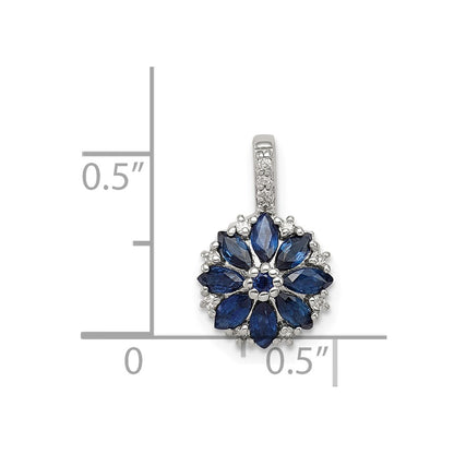 Sterling Silver Rhodium Plated Diamond u0026 Sapphire Pendant