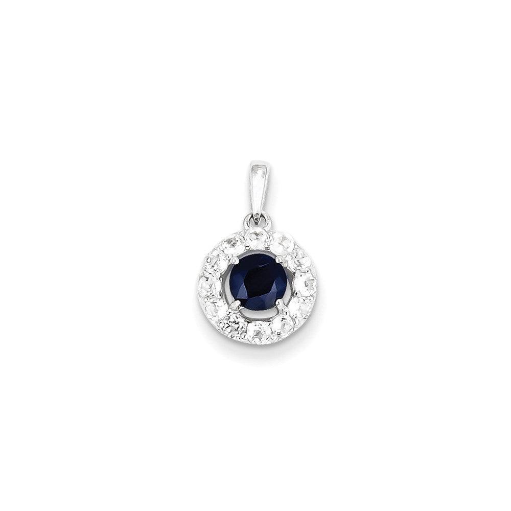 Sterling Silver Rhodium Plated White Topaz u0026 Sapphire Pendant