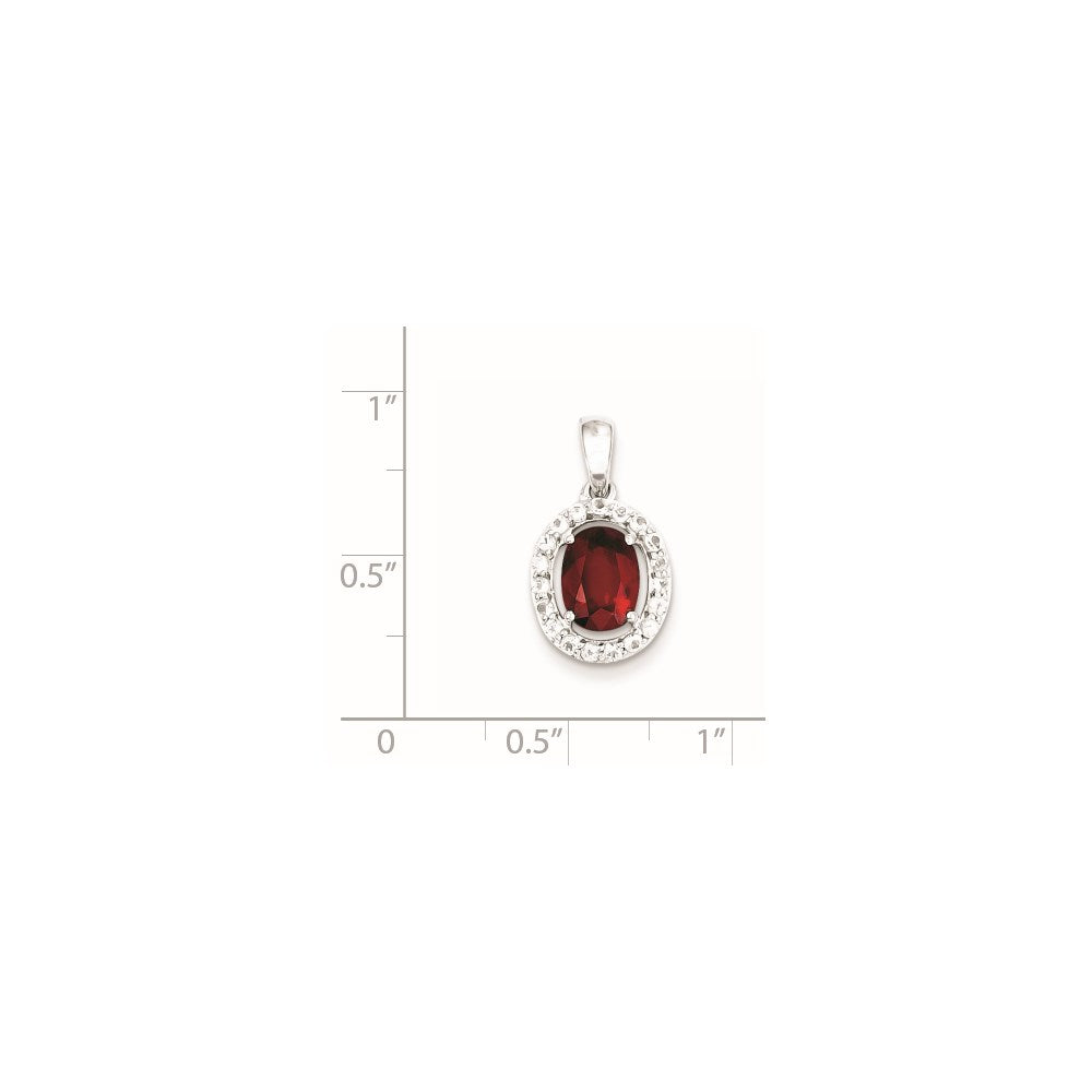 Sterling Silver Rhodium Plated White Topaz u0026 Glass Filled Ruby Pendant