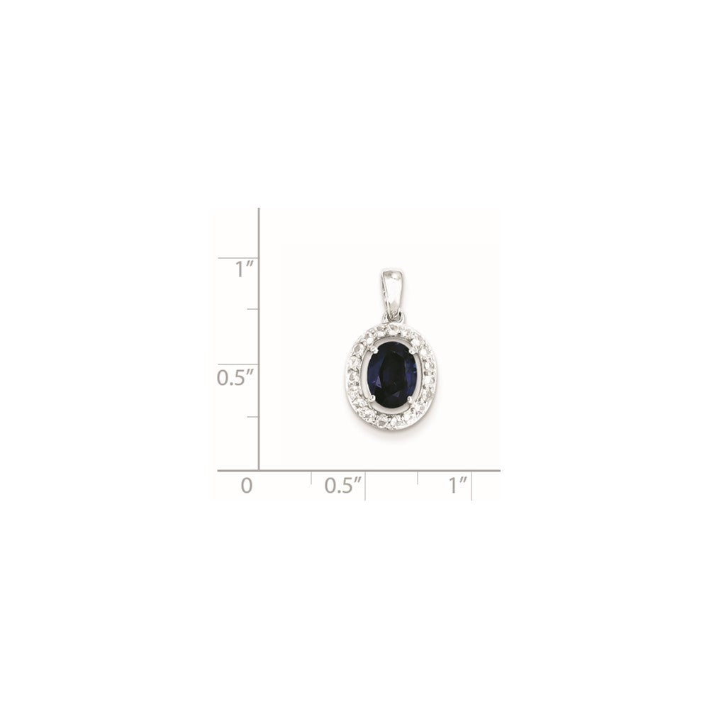 Sterling Silver Rhodium Plated White Topaz u0026 Sapphire Pendant