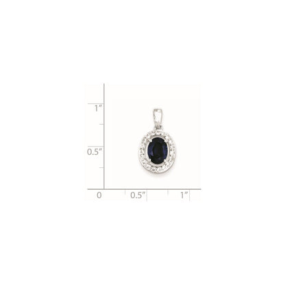 Sterling Silver Rhodium Plated White Topaz u0026 Sapphire Pendant