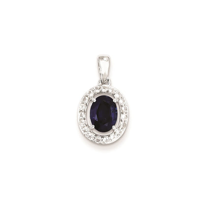 Sterling Silver Rhodium Plated White Topaz u0026 Sapphire Pendant