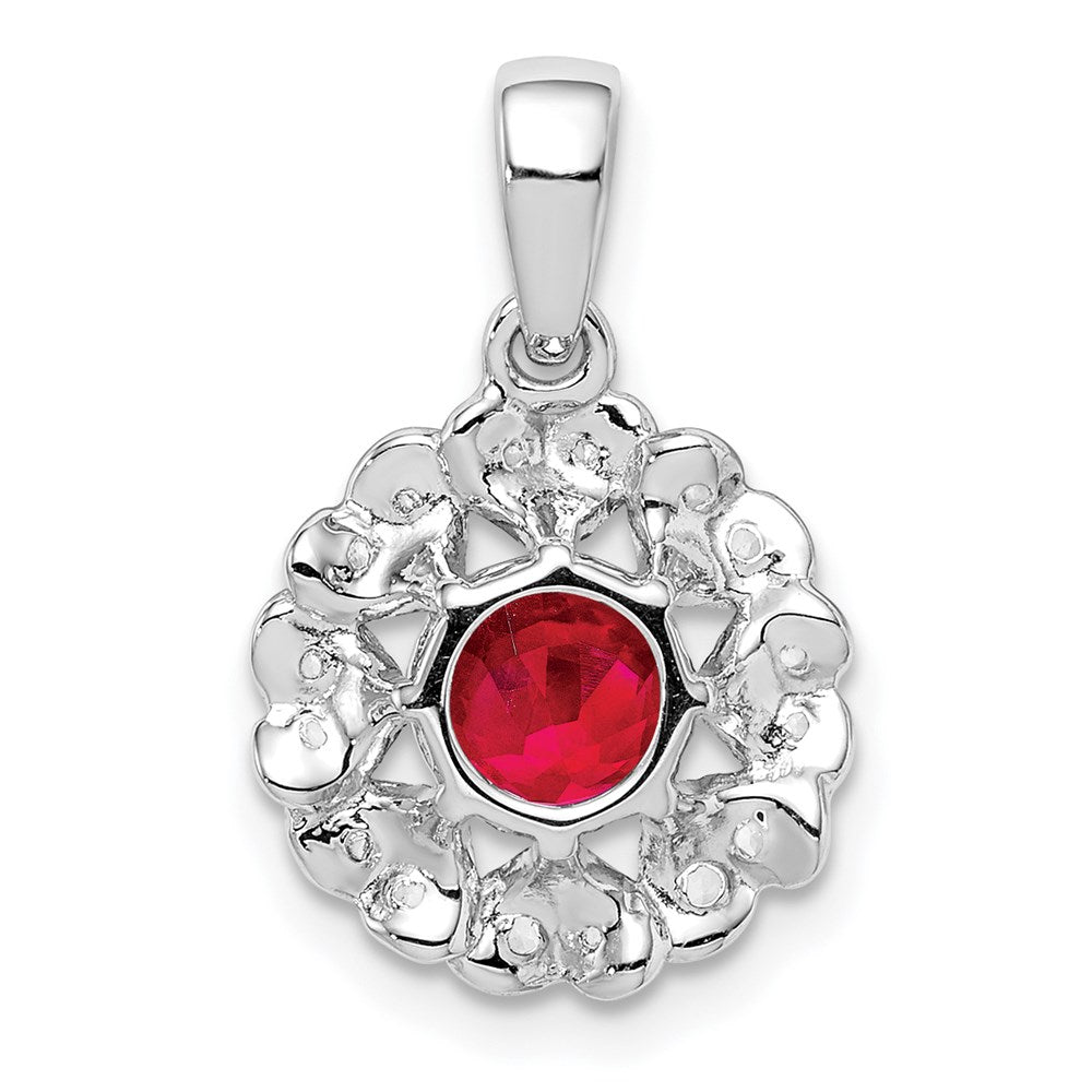 Sterling Silver Rhodium Plated White Topaz u0026 Ruby Pendant