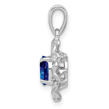 Sterling Silver Rhodium Plated White Topaz u0026 Sapphire Pendant