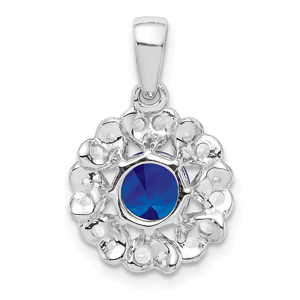 Sterling Silver Rhodium Plated White Topaz u0026 Sapphire Pendant