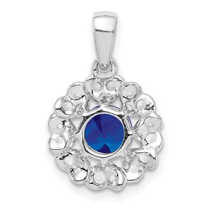 Sterling Silver Rhodium Plated White Topaz u0026 Sapphire Pendant