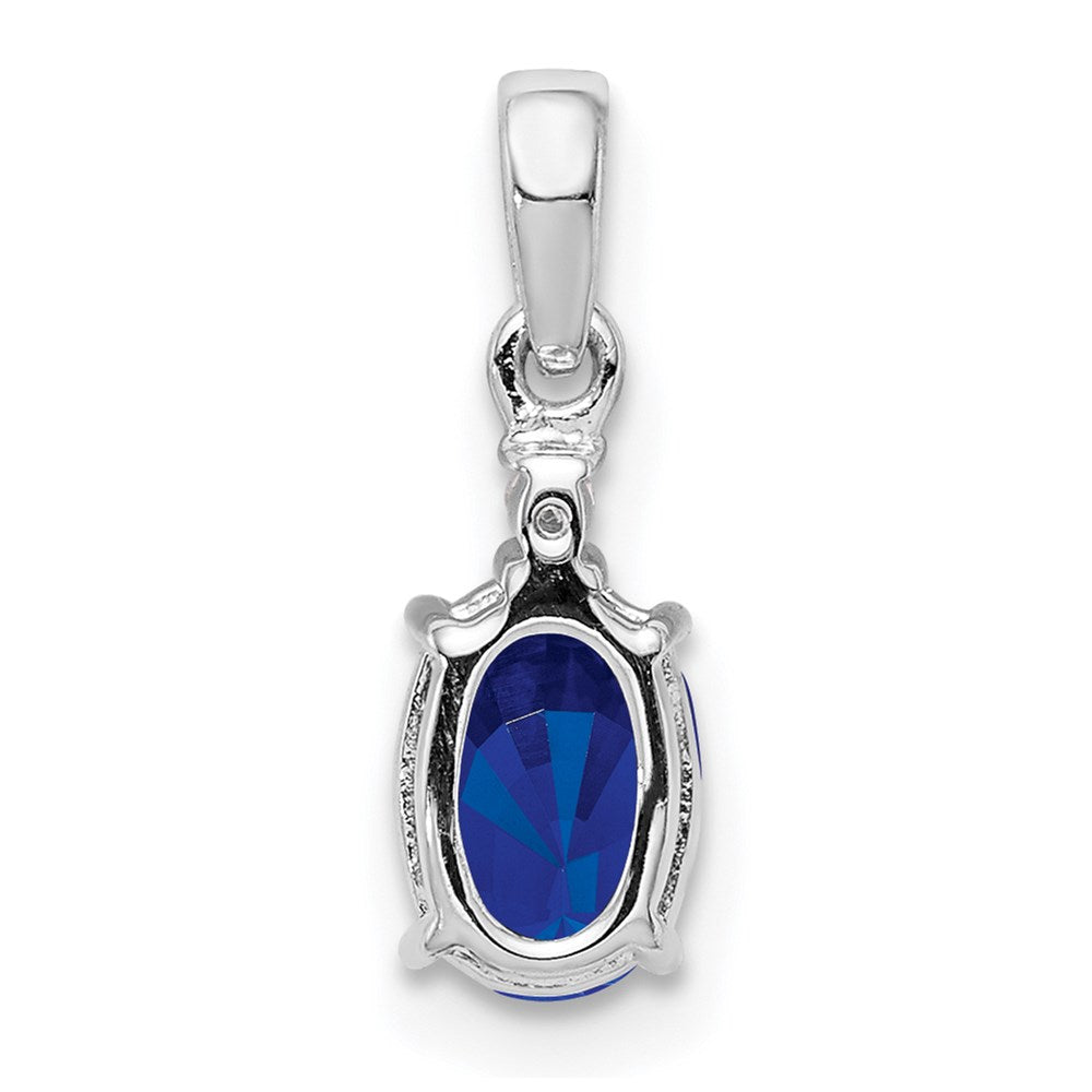 Sterling Silver Rhodium Plated Diamond u0026 Sapphire Oval Pendant