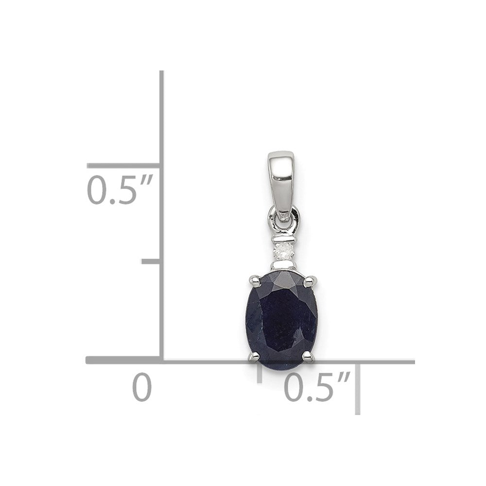 Sterling Silver Rhodium Plated Diamond u0026 Sapphire Oval Pendant