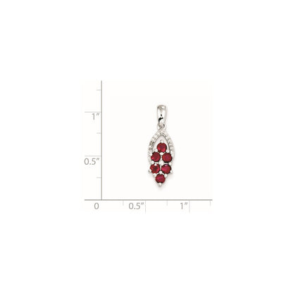 Sterling Silver Rhodium-plated Diamond u0026 Glass Filled Ruby Pendant