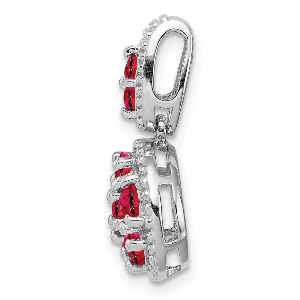 Sterling Silver Rhodium-plated u0026 Ruby Circle Pendant