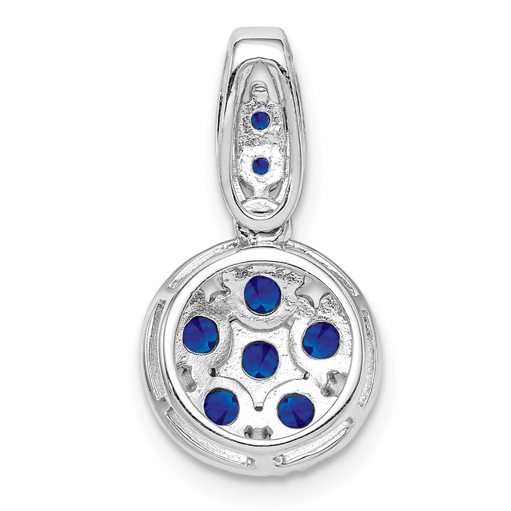 Sterling Silver Rhodium-plated u0026 Sapphire Circle Pendant