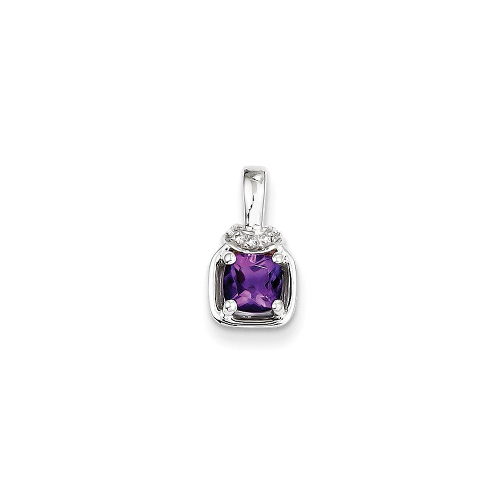 Sterling Silver Diamond u0026 Amethyst Pendant