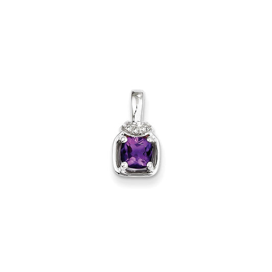 Sterling Silver Diamond u0026 Amethyst Pendant
