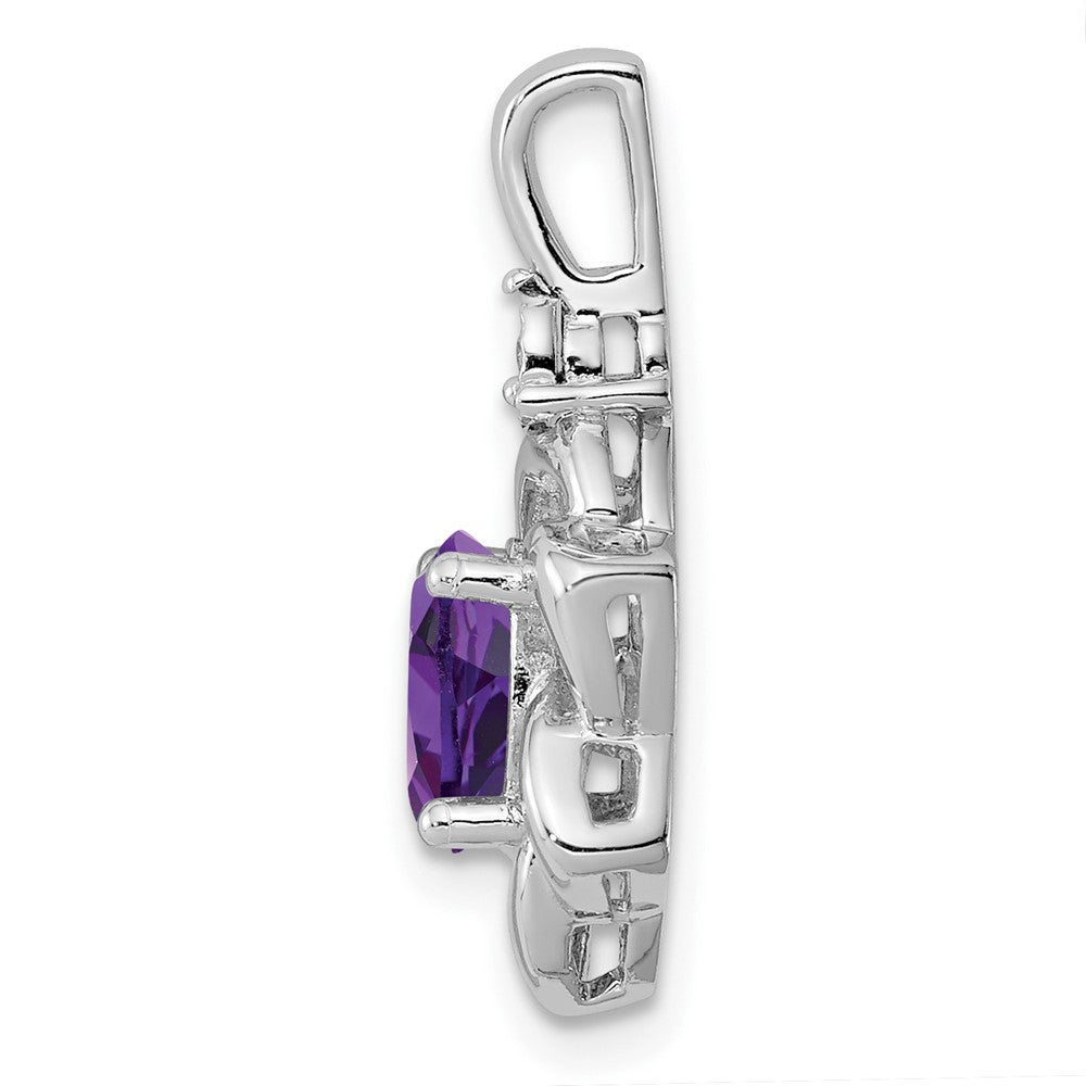 Sterling Silver Rhodium-plated Diamond u0026 Amethyst Pendant