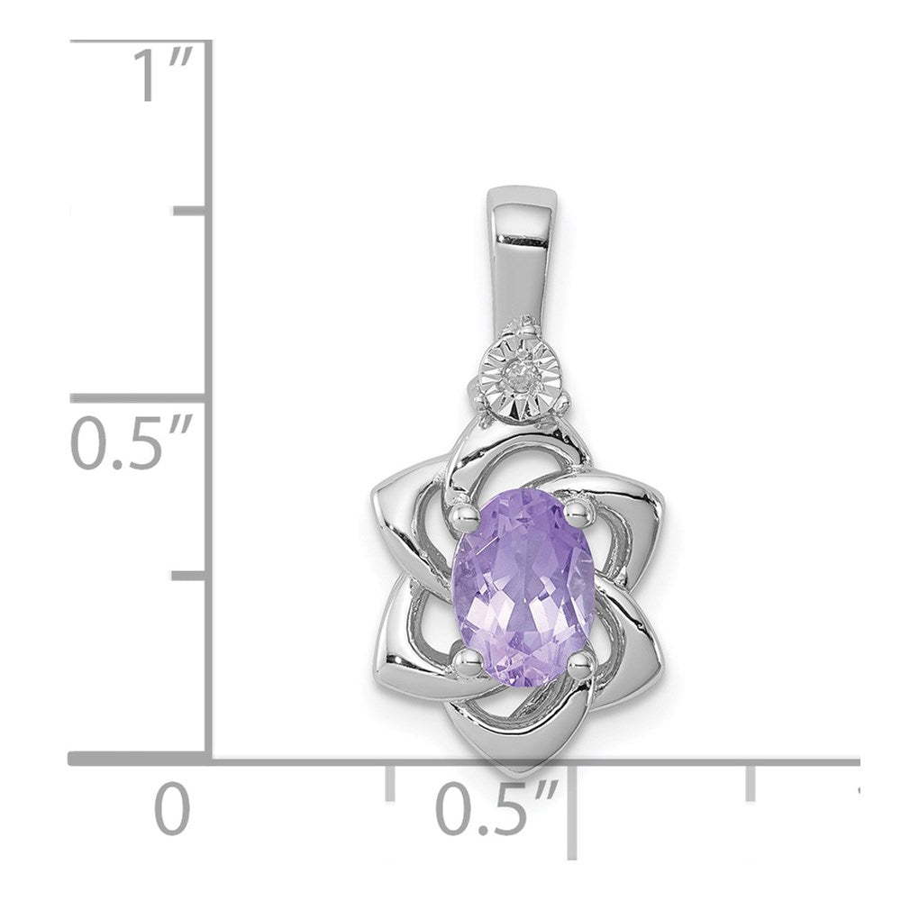 Sterling Silver Rhodium-plated Diamond u0026 Amethyst Pendant