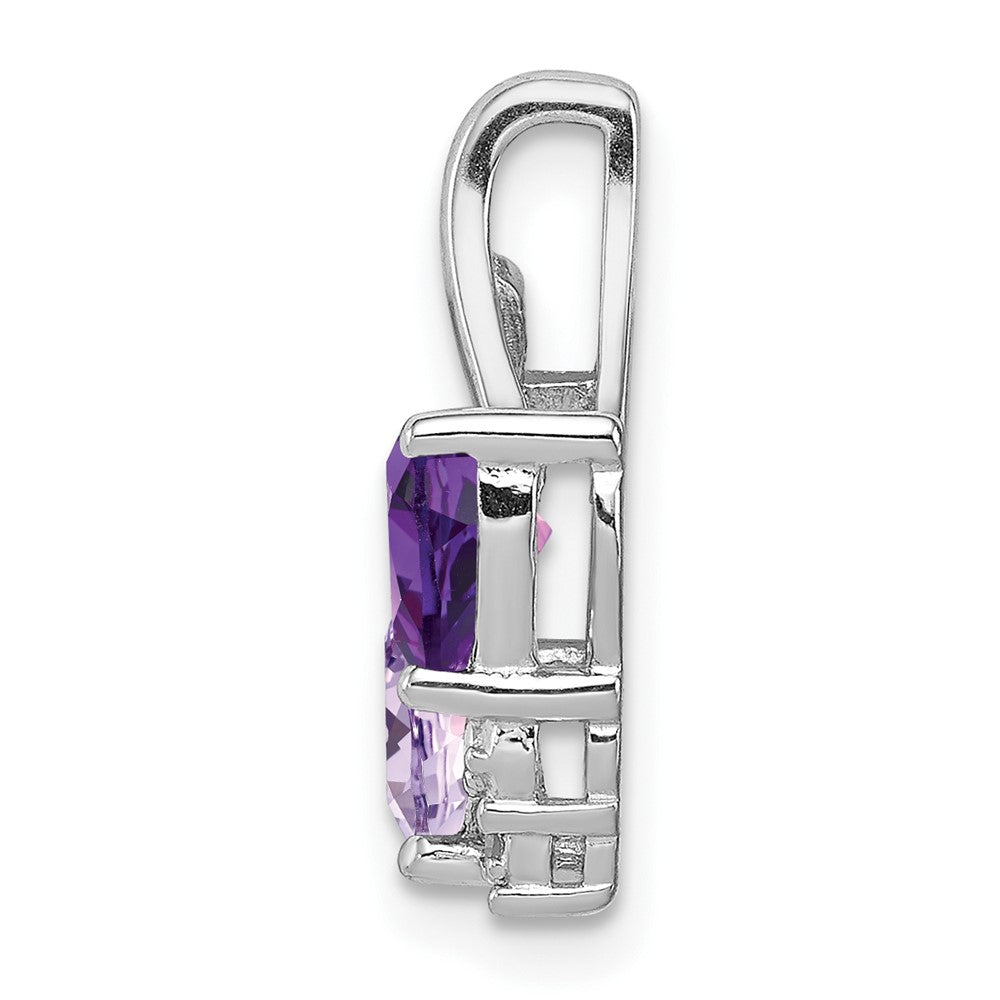 Sterling Silver Rhodium Amethyst u0026 Pink Quartz u0026 Diamond Pendant
