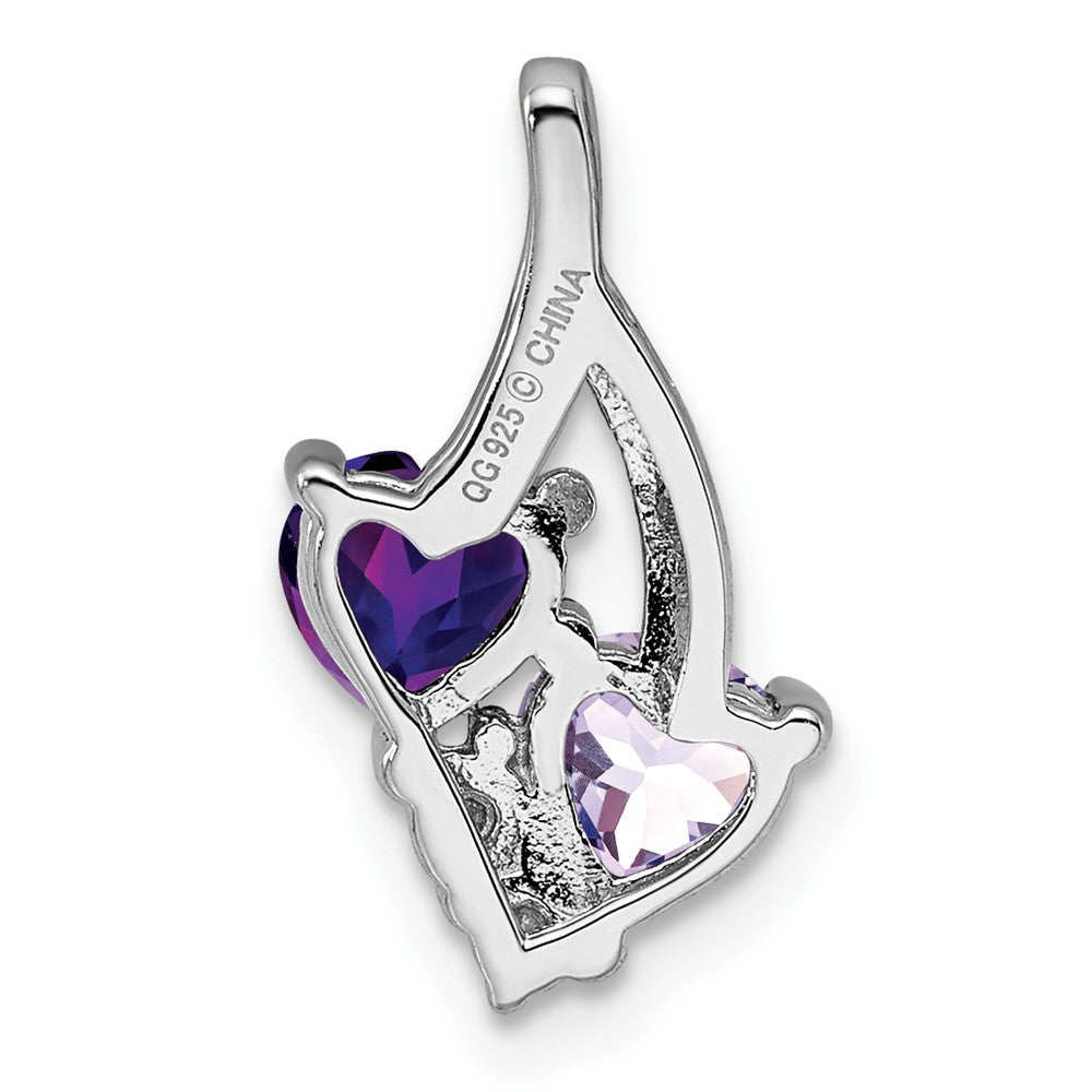 Sterling Silver Rhodium Amethyst u0026 Pink Quartz u0026 Diamond Pendant
