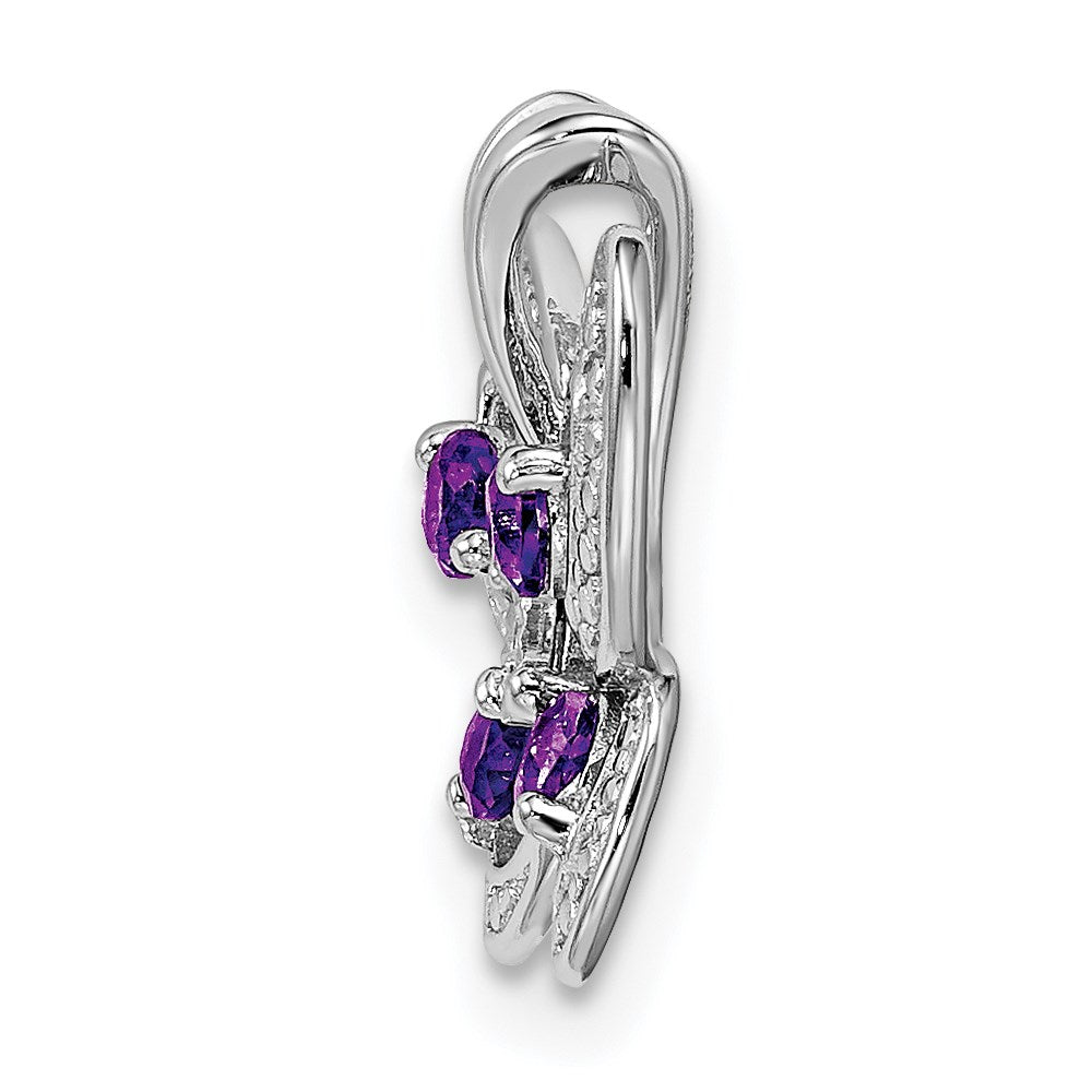 Sterling Silver Rhodium-plated Amethyst u0026 Diamond Pendant