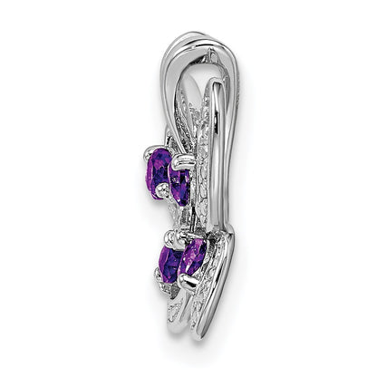 Sterling Silver Rhodium-plated Amethyst u0026 Diamond Pendant