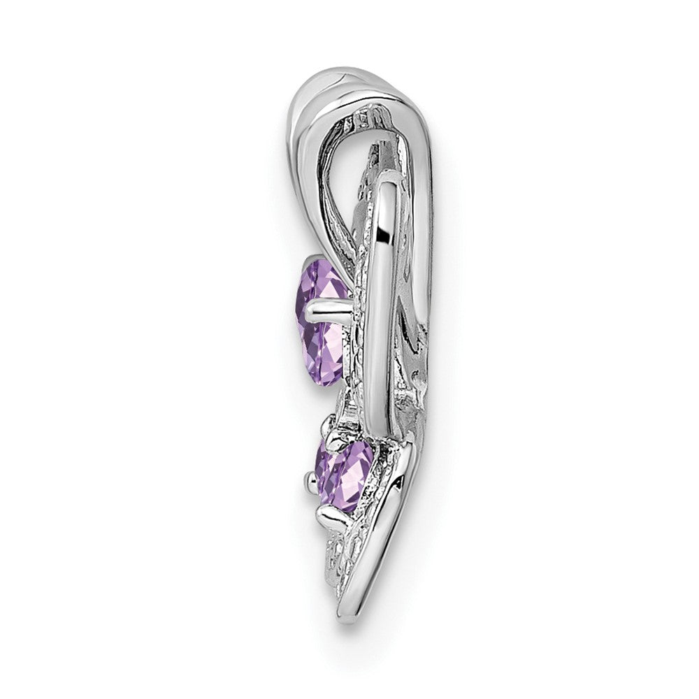 Sterling Silver Rhodium Amethyst u0026 Pink Quartz u0026 Diamond Pendant